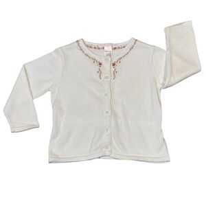 Janie and Jack Sweet Nothings White Cardigan with Floral Embroidery 12-18 months
